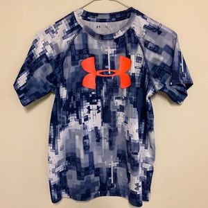 Boys Under Armour Blue Camo HeatGear Shirt